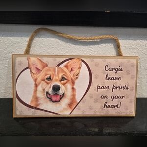 *3/$20 Corgi 'Dogs Leave Paws Prints On Your Heart' Wall Hanging Sign Decor